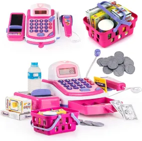 Pretend Play Store Cash Register for Kids - STEM Toy with Groceries, Mic Speaker, Play Money | Perfect Girls' Toy