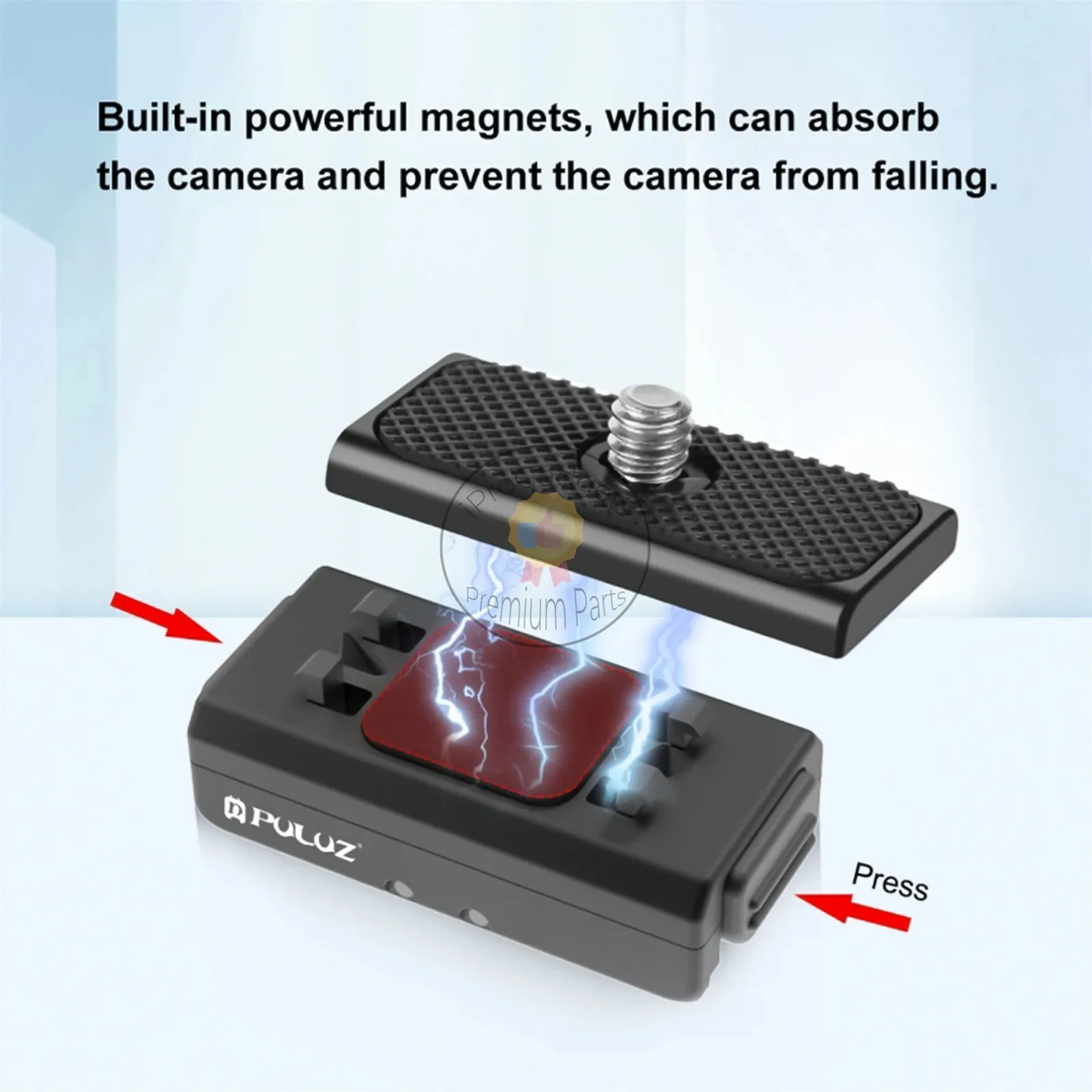 Puluz PU965B Magnetic Quick Release Mount for Sports Camera Magnetic Adapter Mount Aluminum Alloy for Insta360 Ace/ Ace Pro