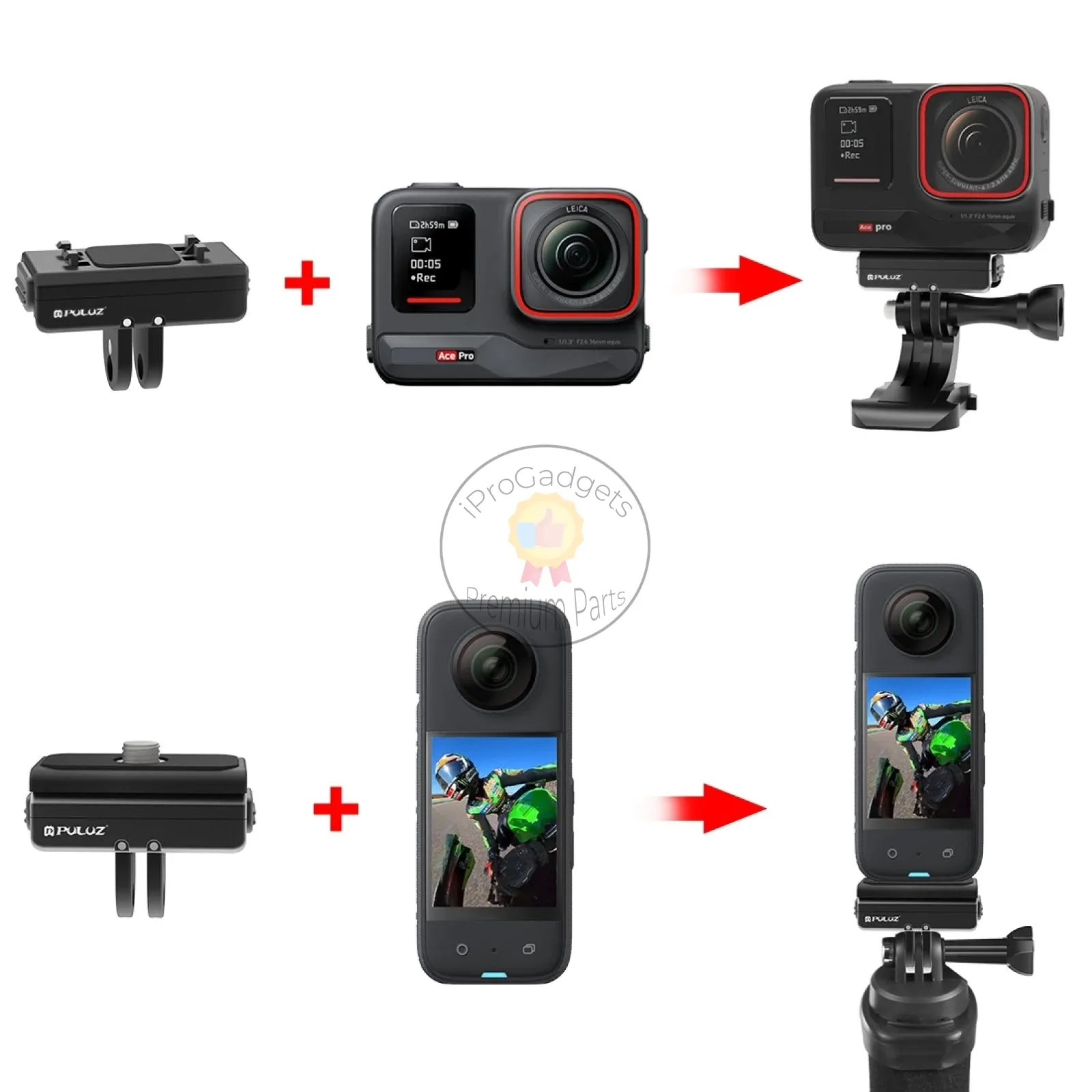 Puluz PU965B Magnetic Quick Release Mount for Sports Camera Magnetic Adapter Mount Aluminum Alloy for Insta360 Ace/ Ace Pro
