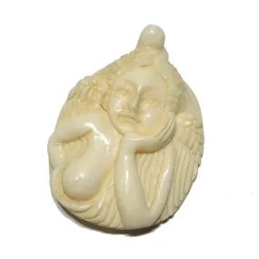 "Seductive" Siren Hand Carved Cow Bone Bead Pendant
