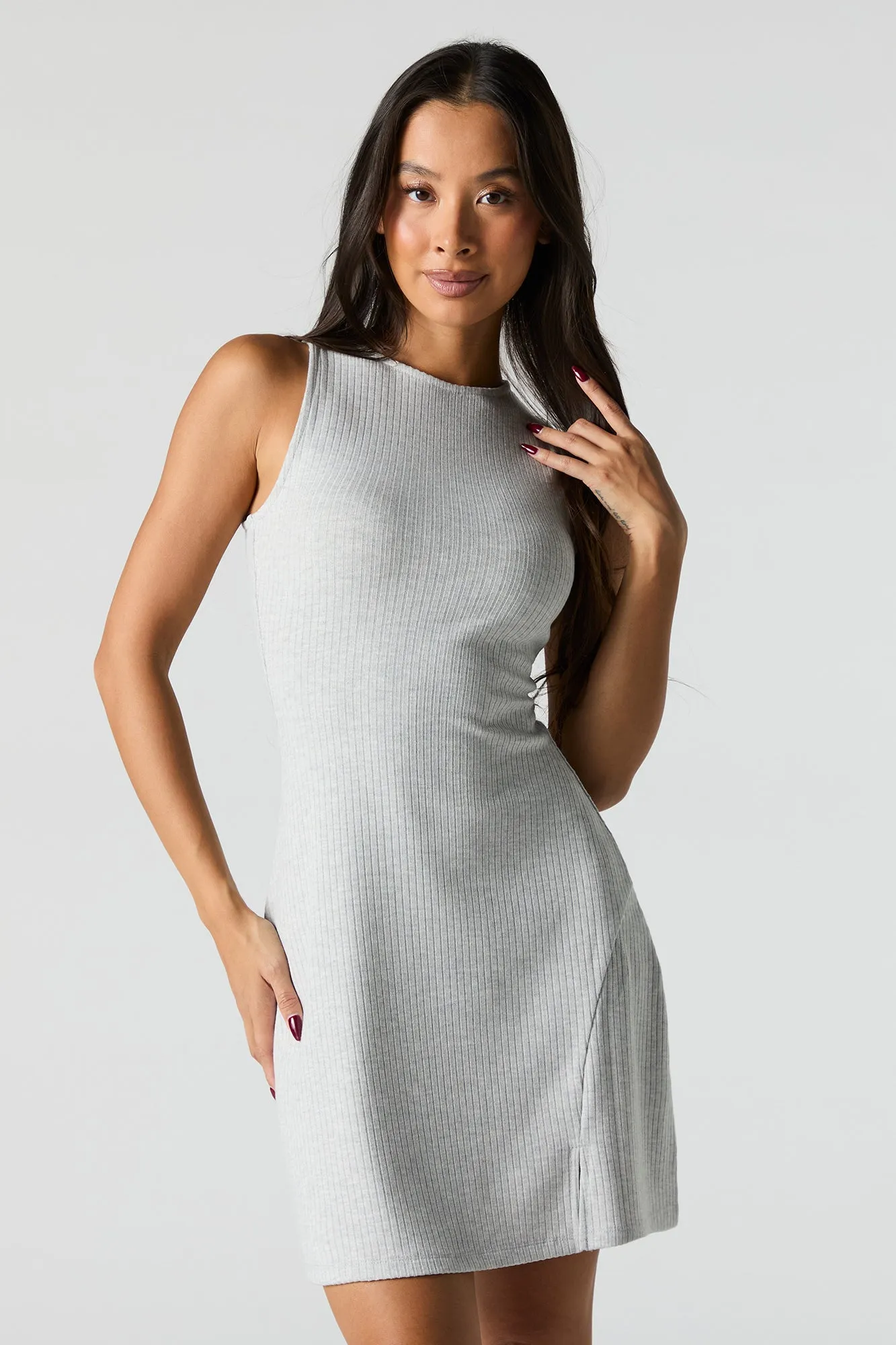 Ribbed A Line Mini Dress
