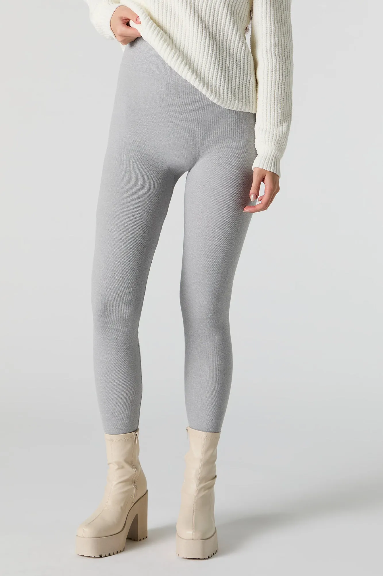 Ribbed Faux Fur Lined Legging