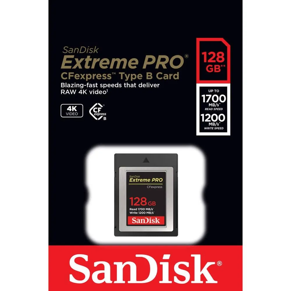 SanDisk Extreme PRO 128GB CFexpress Type B 1700MB/s Memory Card