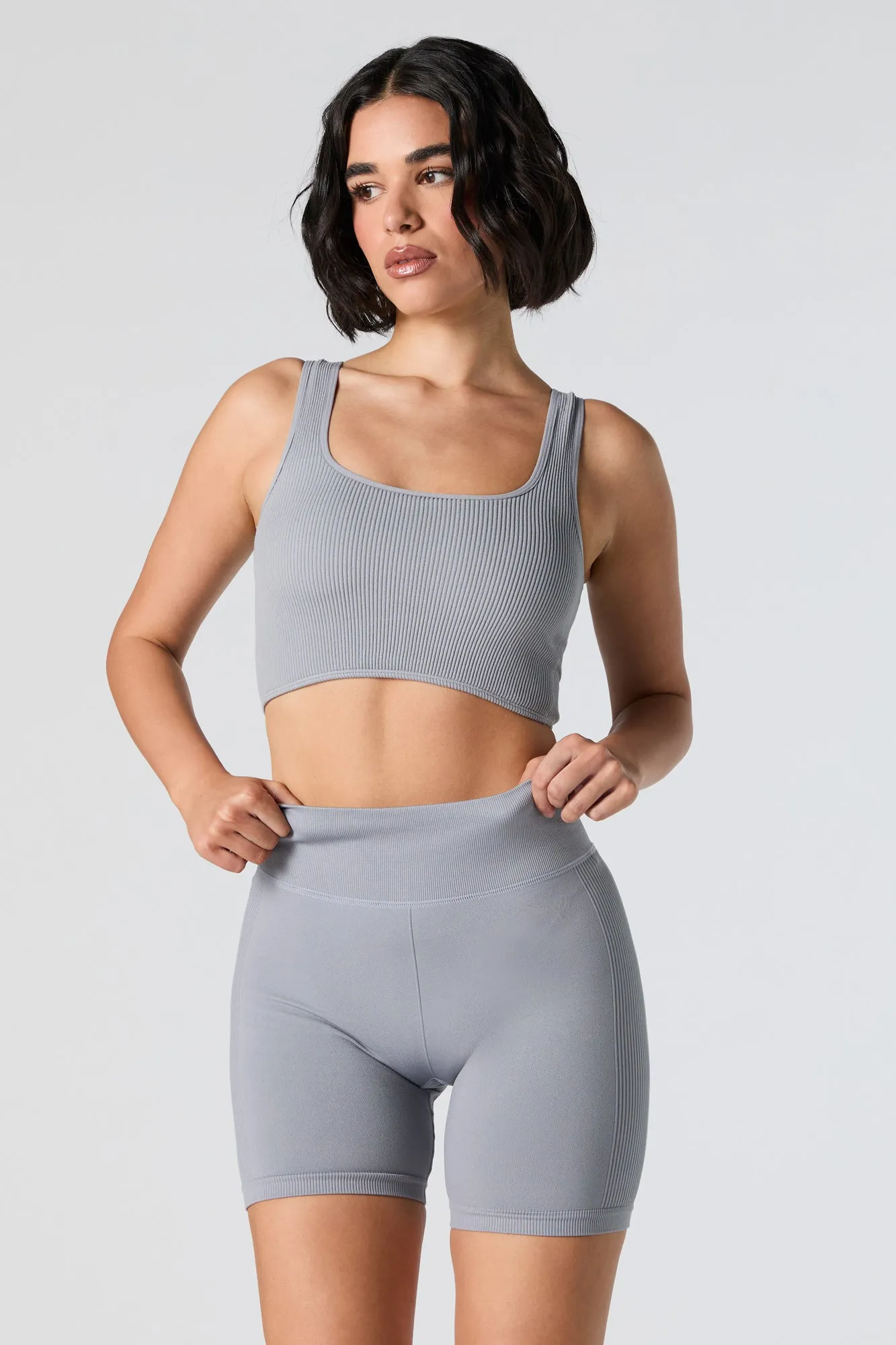 Short de cycliste Active sans couture côtelé sur les côtés