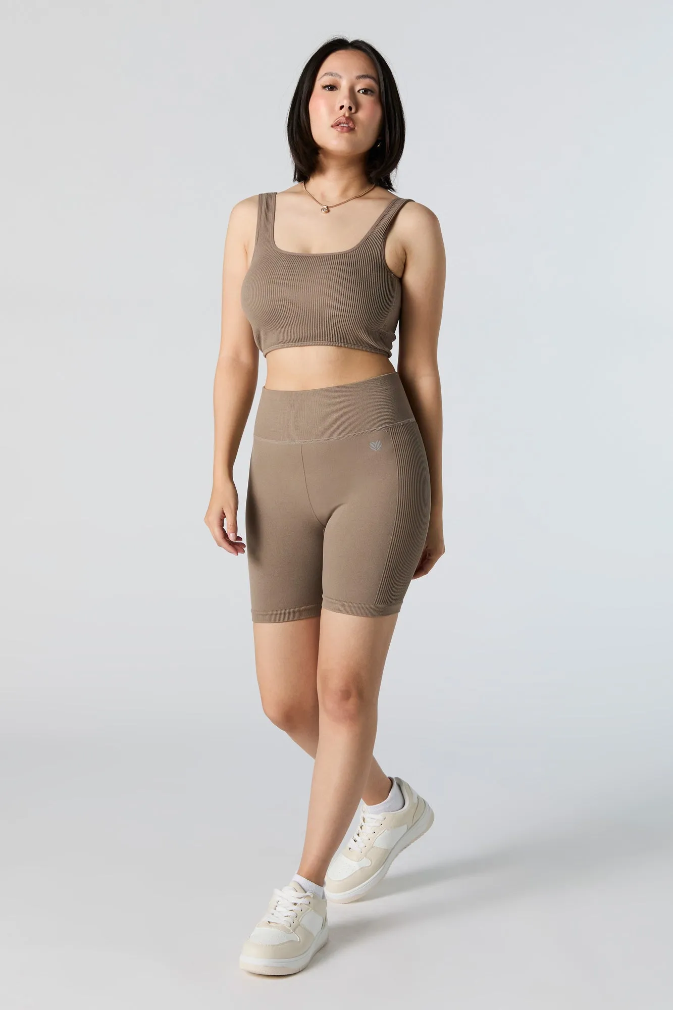 Short de cycliste Active sans couture côtelé sur les côtés
