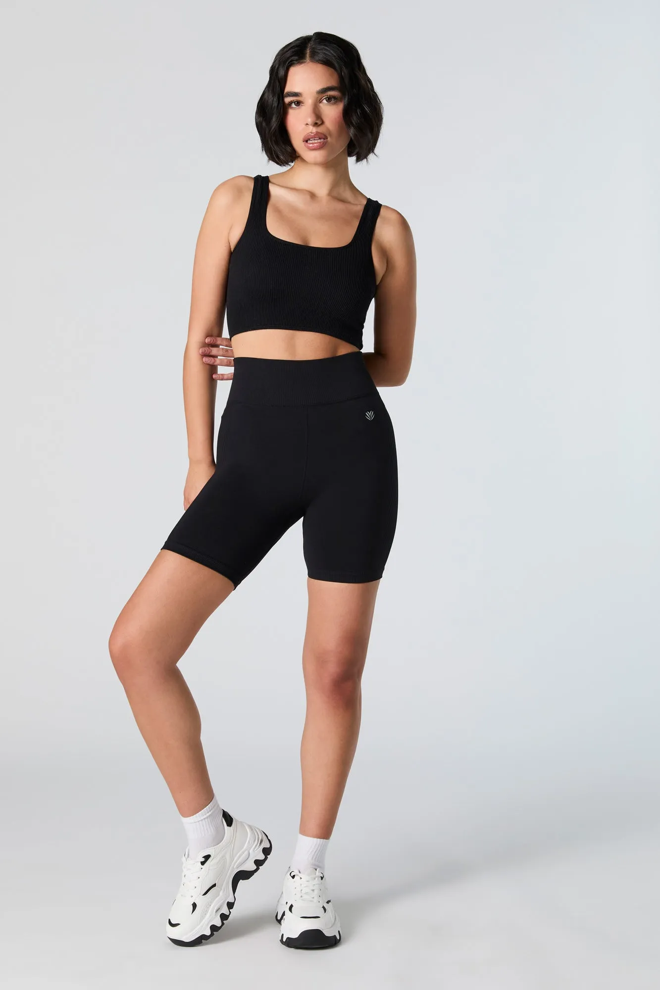 Short de cycliste Active sans couture côtelé sur les côtés