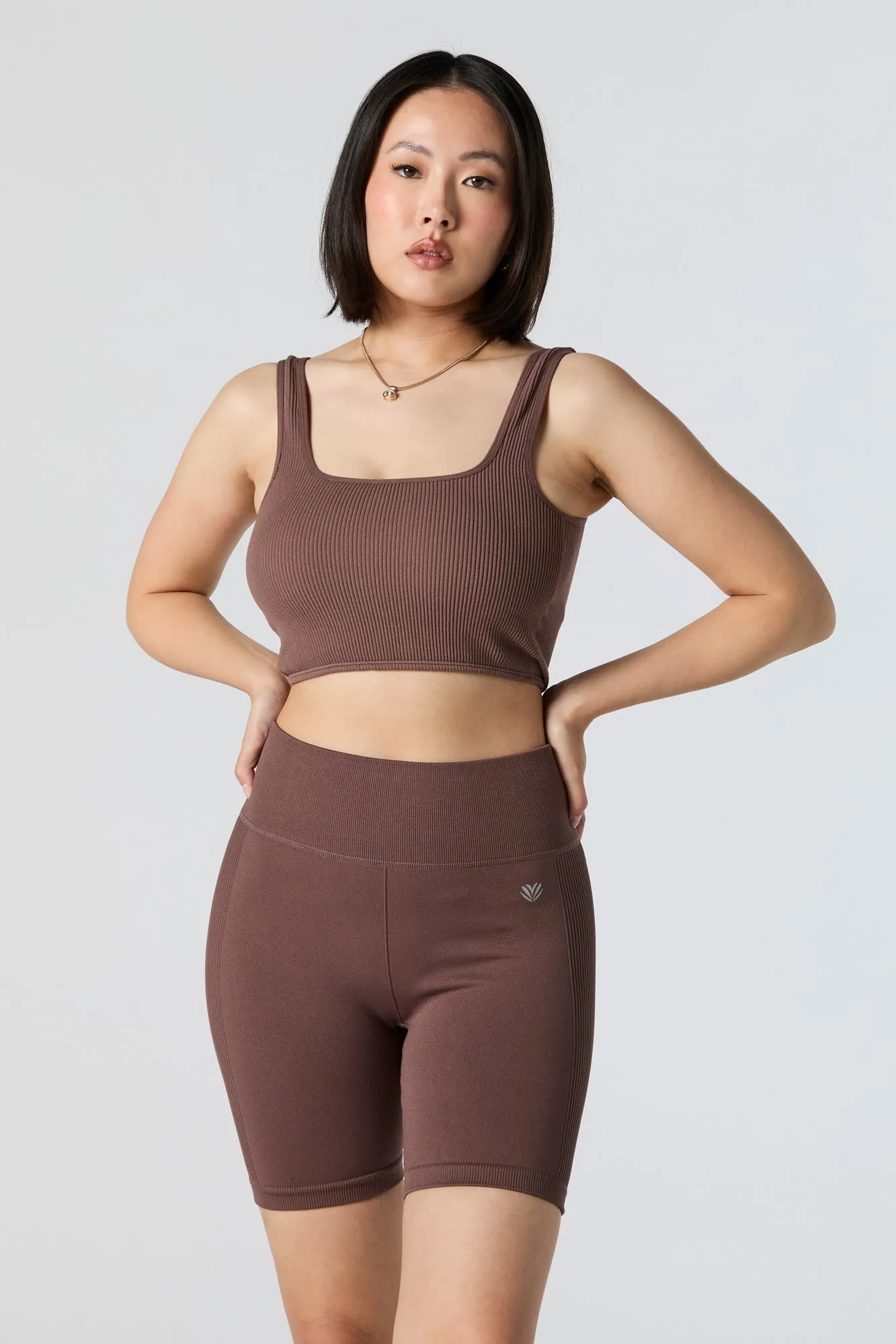 Short de cycliste Active sans couture côtelé sur les côtés