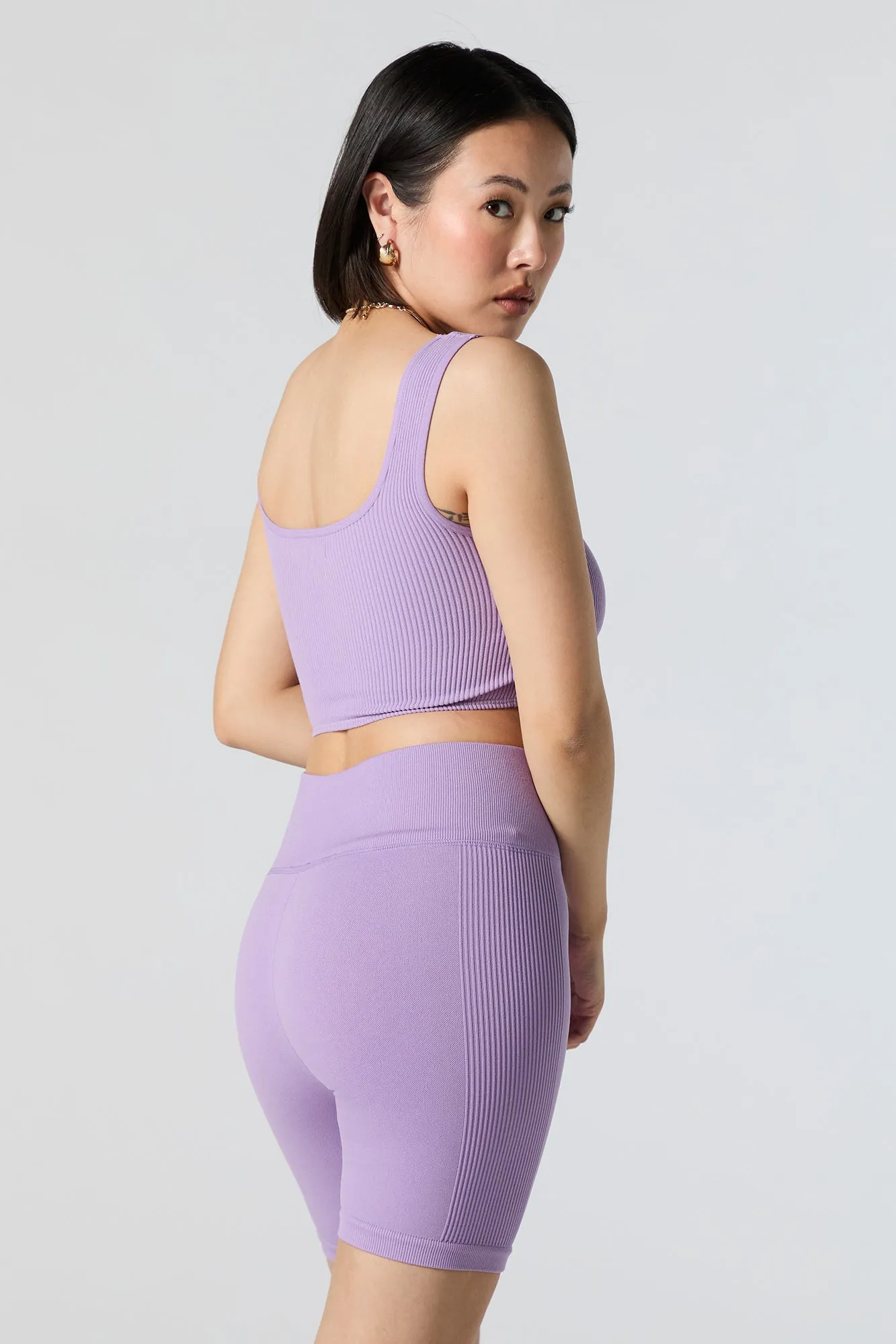 Short de cycliste Active sans couture côtelé sur les côtés