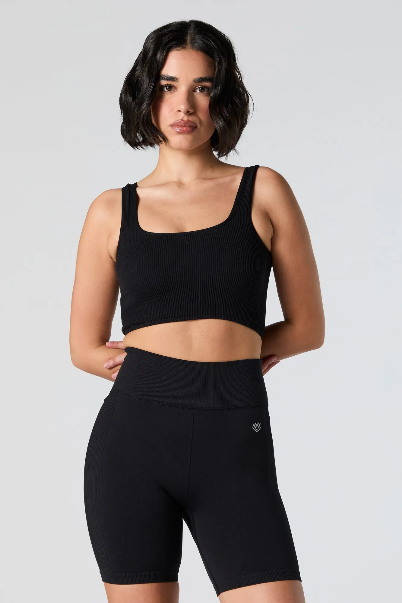 Short de cycliste Active sans couture côtelé sur les côtés