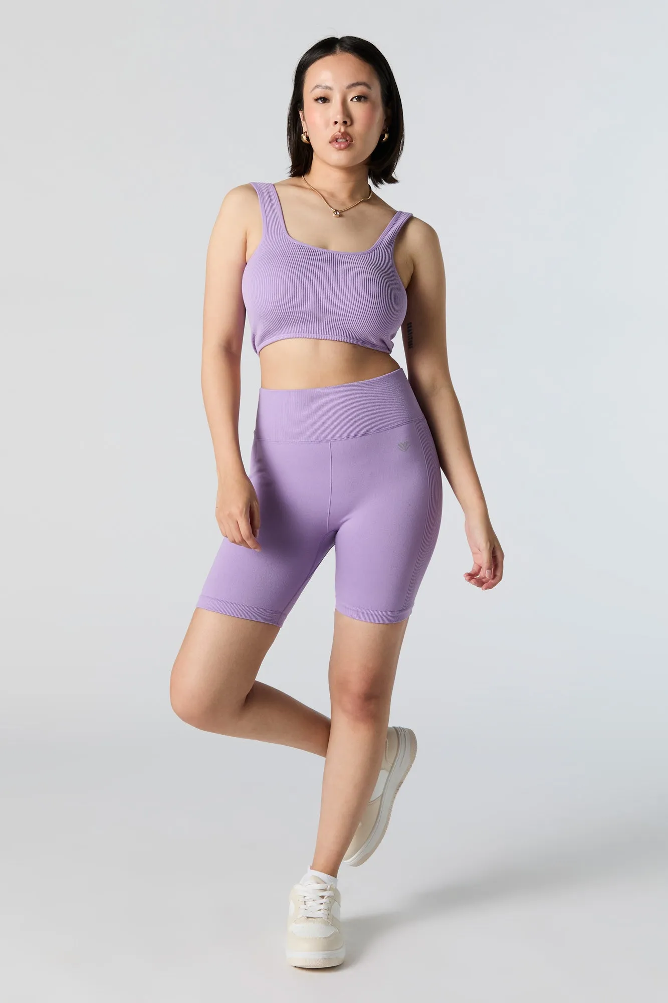 Short de cycliste Active sans couture côtelé sur les côtés