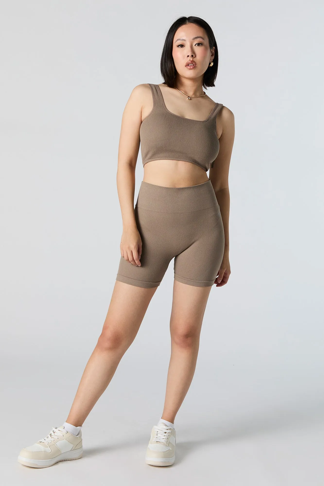Short de cycliste Active sans couture côtelé