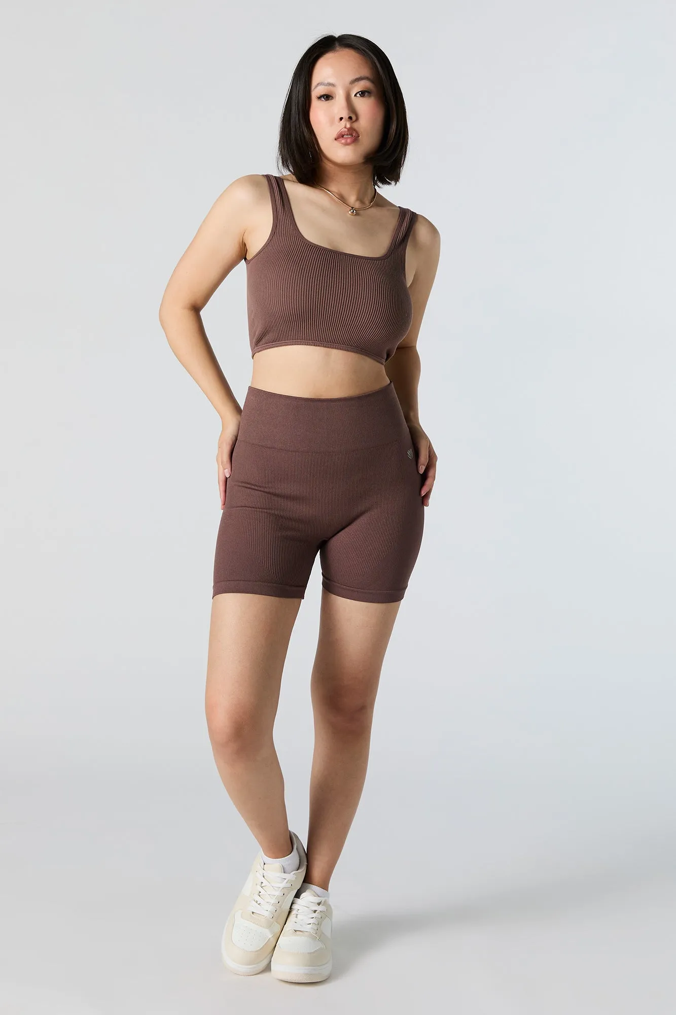 Short de cycliste Active sans couture côtelé