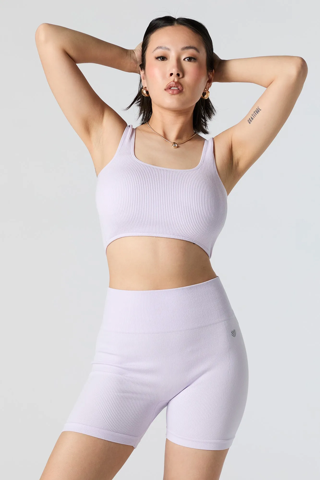 Short de cycliste Active sans couture côtelé