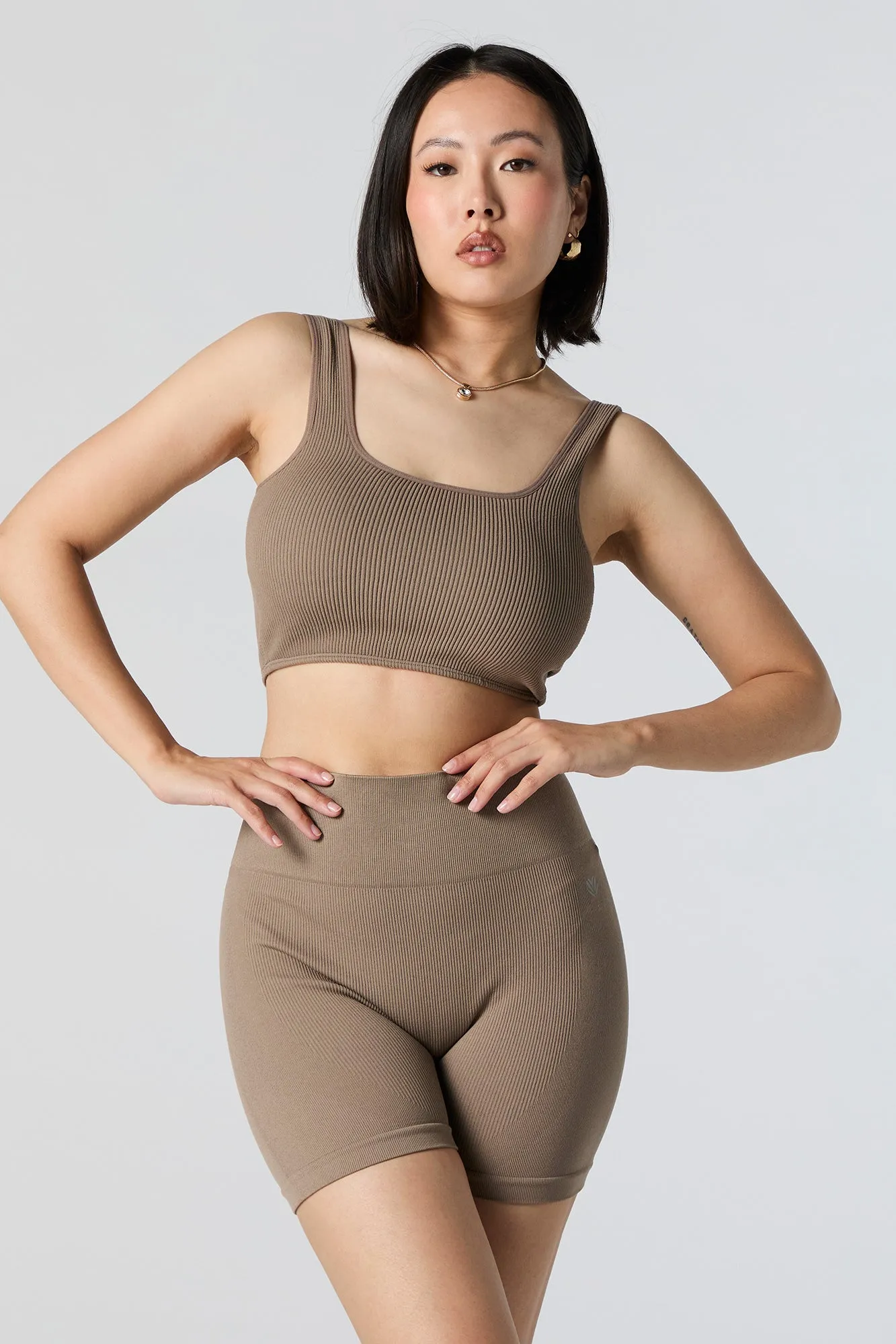 Short de cycliste Active sans couture côtelé