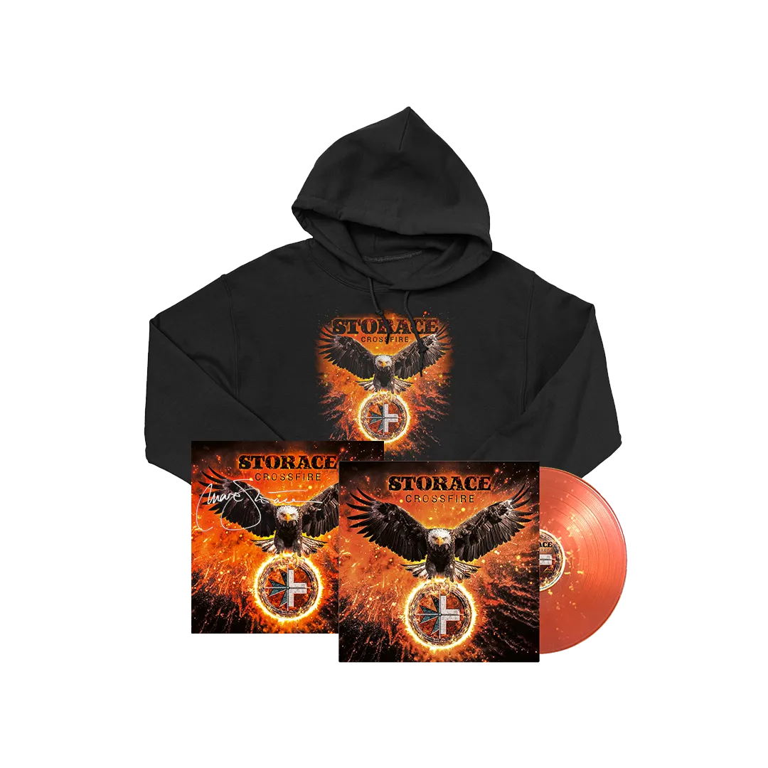 Storace - Crossfire - 1LP Red/Yellow Splatter, Hoodie, Art Card (signed)