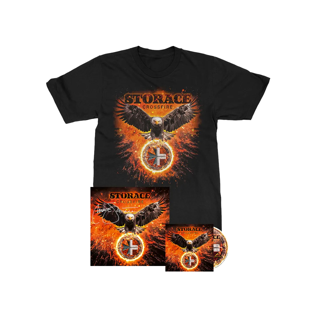 Storace - Crossfire - CD, T-Shirt, Art Card (signed)