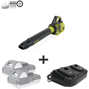 Sun Joe 24V-X2-JB500 Cordless Brushless Turbine Jet Blower | W/ 2 x 2.0-Ah Batteries   Charger