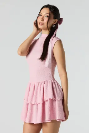Textured Tiered Mini Dress