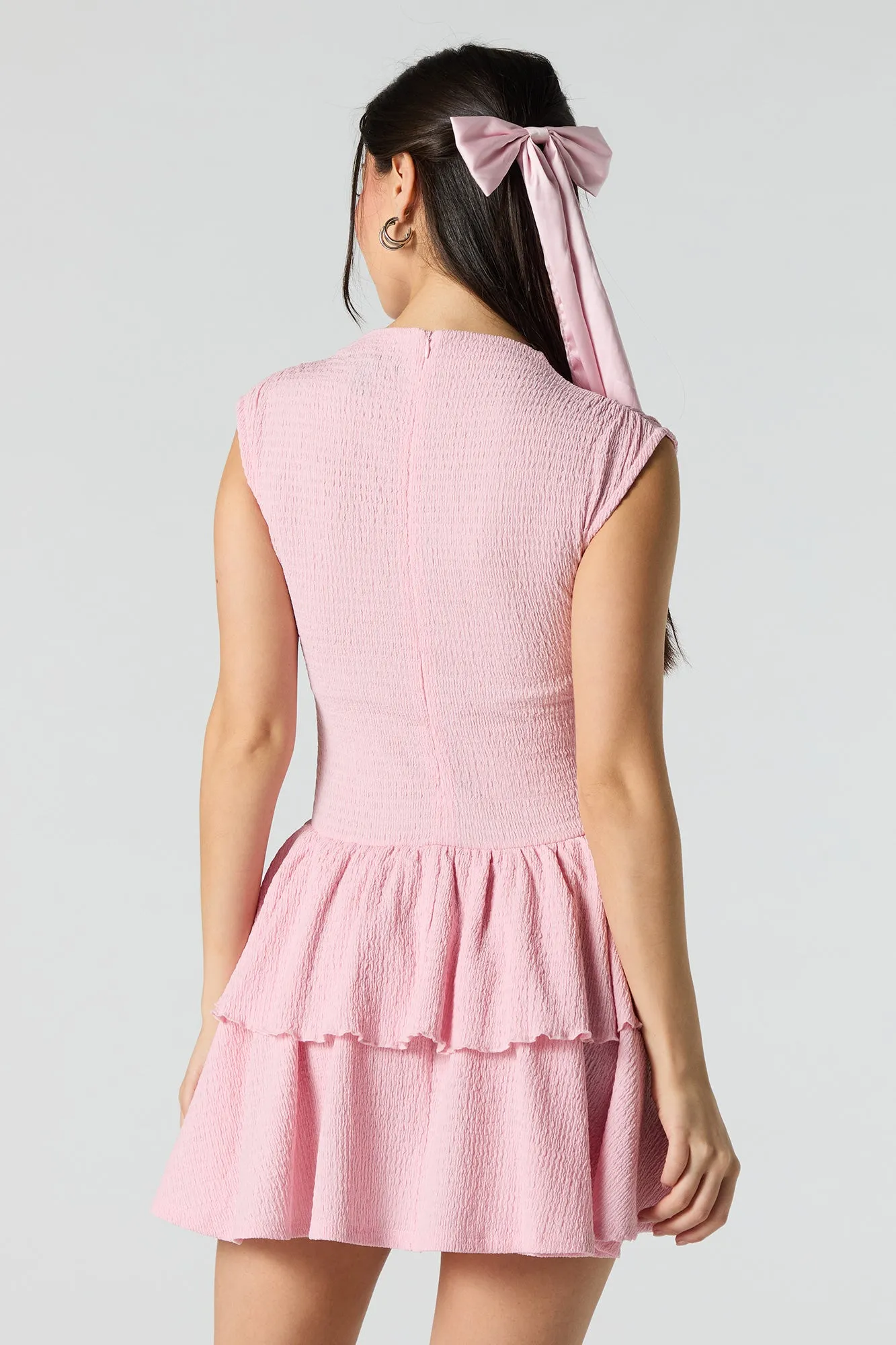 Textured Tiered Mini Dress