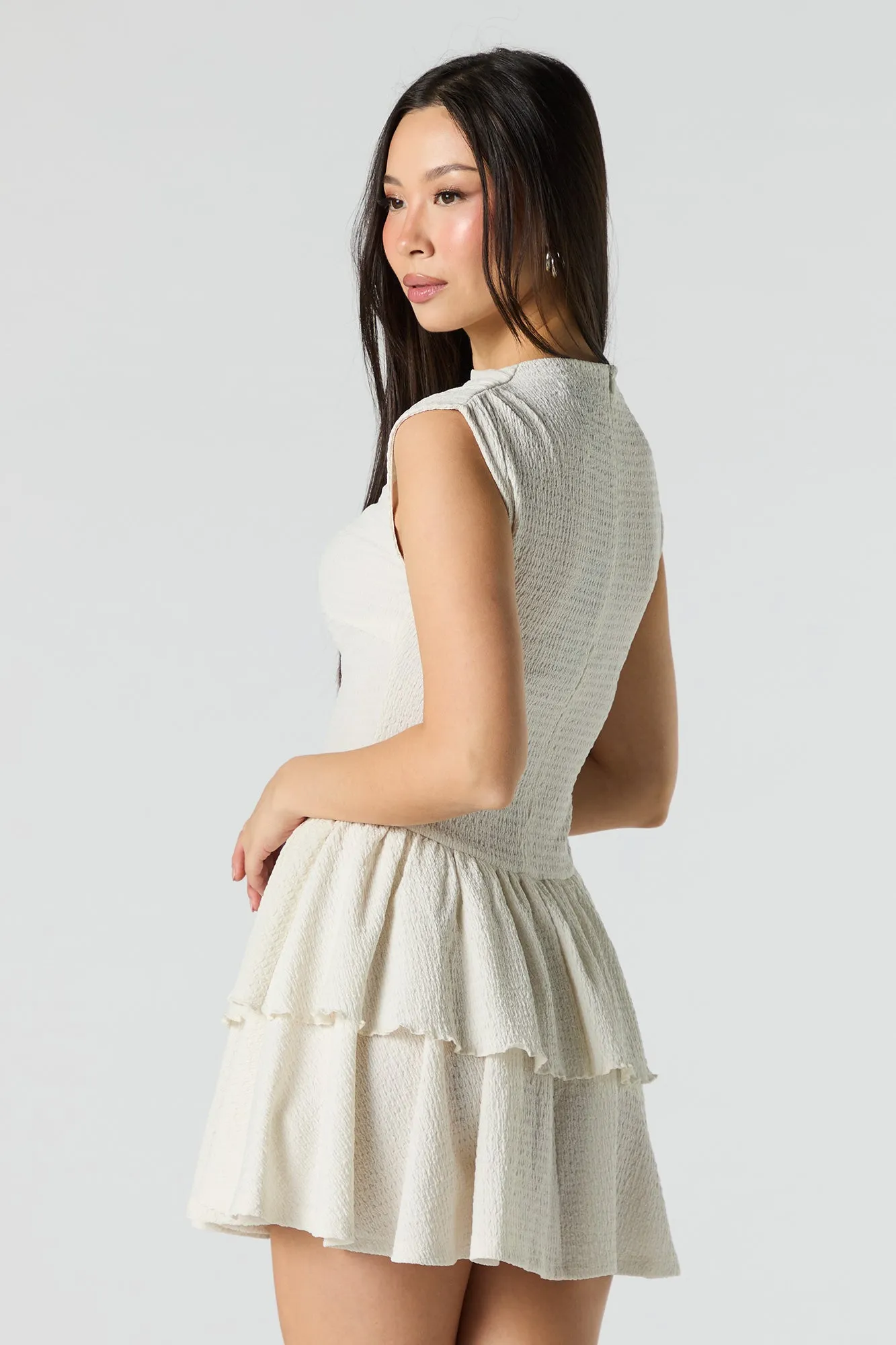 Textured Tiered Mini Dress