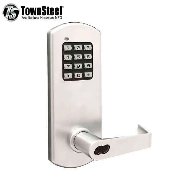 TownSteel - XCE2010S - Electronic Push Button Lever Set - IC Core ( SFIC ) - Rigid Lever Set - Satin Chrome  - Grade 1