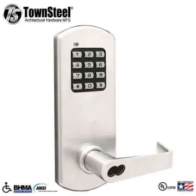 TownSteel - XCE2010S - Electronic Push Button Lever Set - IC Core ( SFIC ) - Rigid Lever Set - Satin Chrome  - Grade 1