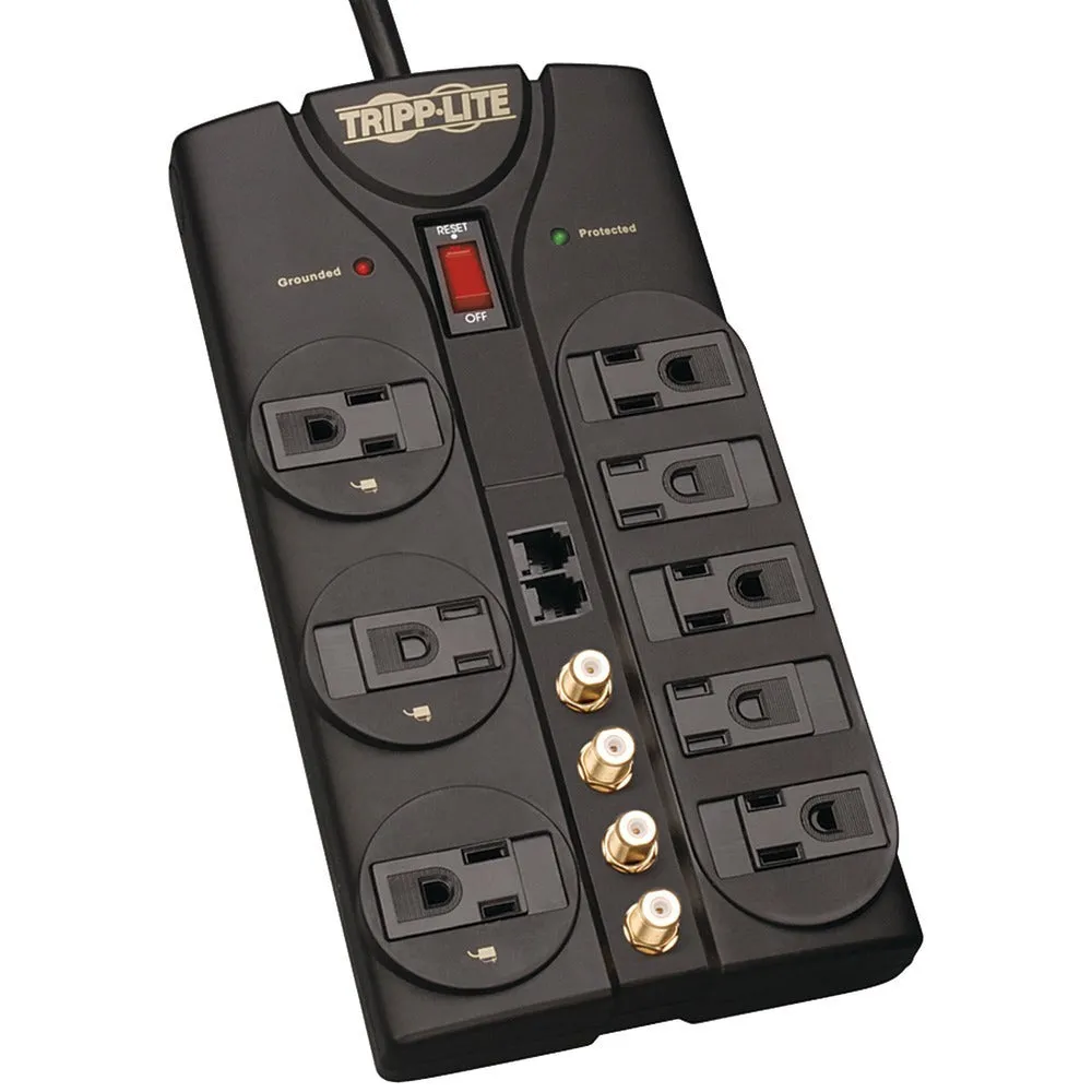 TRIPP LITE TLP810SAT 8-Outlet Surge Protector (3,240 Joules; 10ft cord; Telephone/fax/modem/coaxial protection; $250,000 Ultimate Lifetime Insurance)