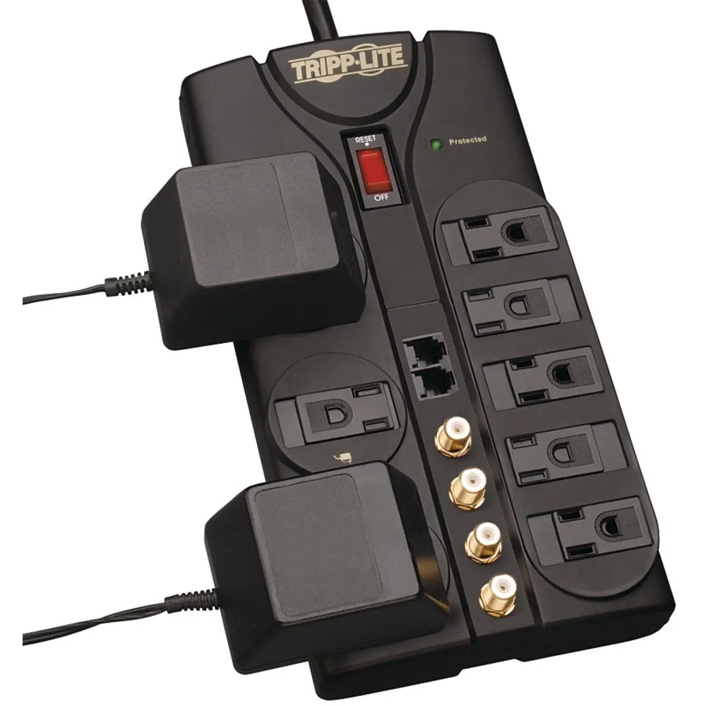 TRIPP LITE TLP810SAT 8-Outlet Surge Protector (3,240 Joules; 10ft cord; Telephone/fax/modem/coaxial protection; $250,000 Ultimate Lifetime Insurance)