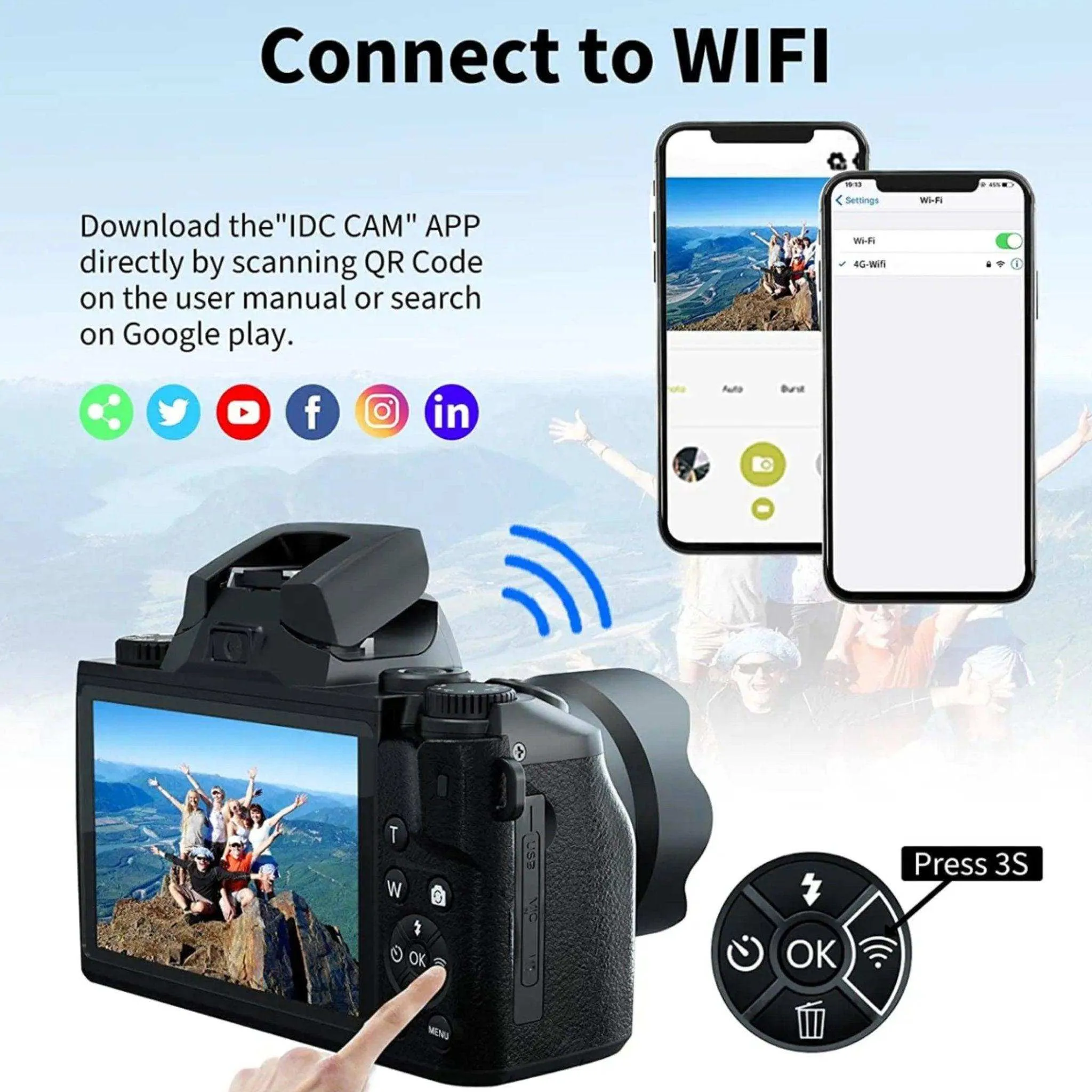 TUTT W5 4K/60fps Mirrorless 64MP Digital Camera and Camcorder 16X Zoom | Dual Camera for Selfie Vlogging | Full Combo   128GB SanDisk Pro Extreme SD/TF Kit
