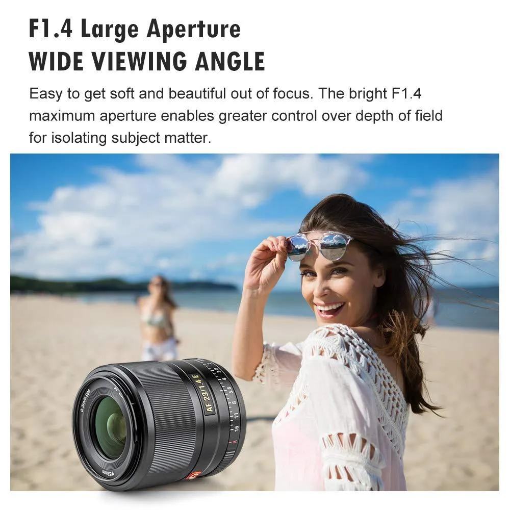 VILTROX 23mm F1.4 f/1.4 Sony E-Mount Auto Focus APS-C Prime Lens for Sony E-Mount Camera A6500 A6300 A6000 A7RⅣ A7RⅢ A7Ⅲ A7RⅡ A7Ⅱ A7S A7R