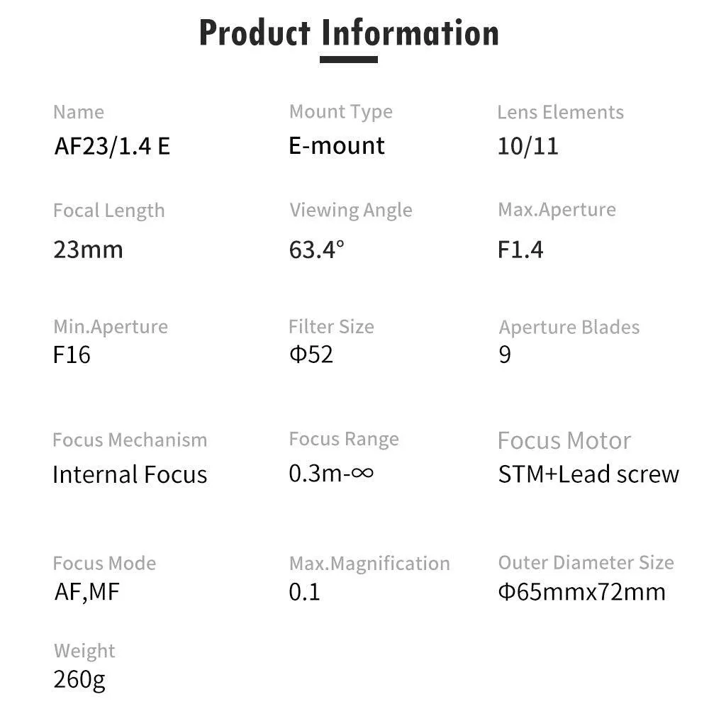 VILTROX 23mm F1.4 f/1.4 Sony E-Mount Auto Focus APS-C Prime Lens for Sony E-Mount Camera A6500 A6300 A6000 A7RⅣ A7RⅢ A7Ⅲ A7RⅡ A7Ⅱ A7S A7R