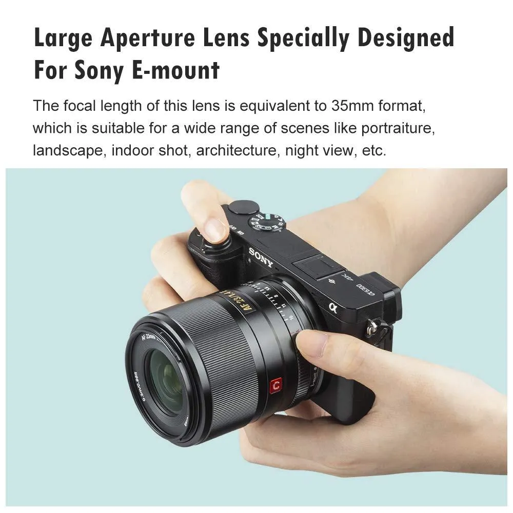 VILTROX 23mm F1.4 f/1.4 Sony E-Mount Auto Focus APS-C Prime Lens for Sony E-Mount Camera A6500 A6300 A6000 A7RⅣ A7RⅢ A7Ⅲ A7RⅡ A7Ⅱ A7S A7R