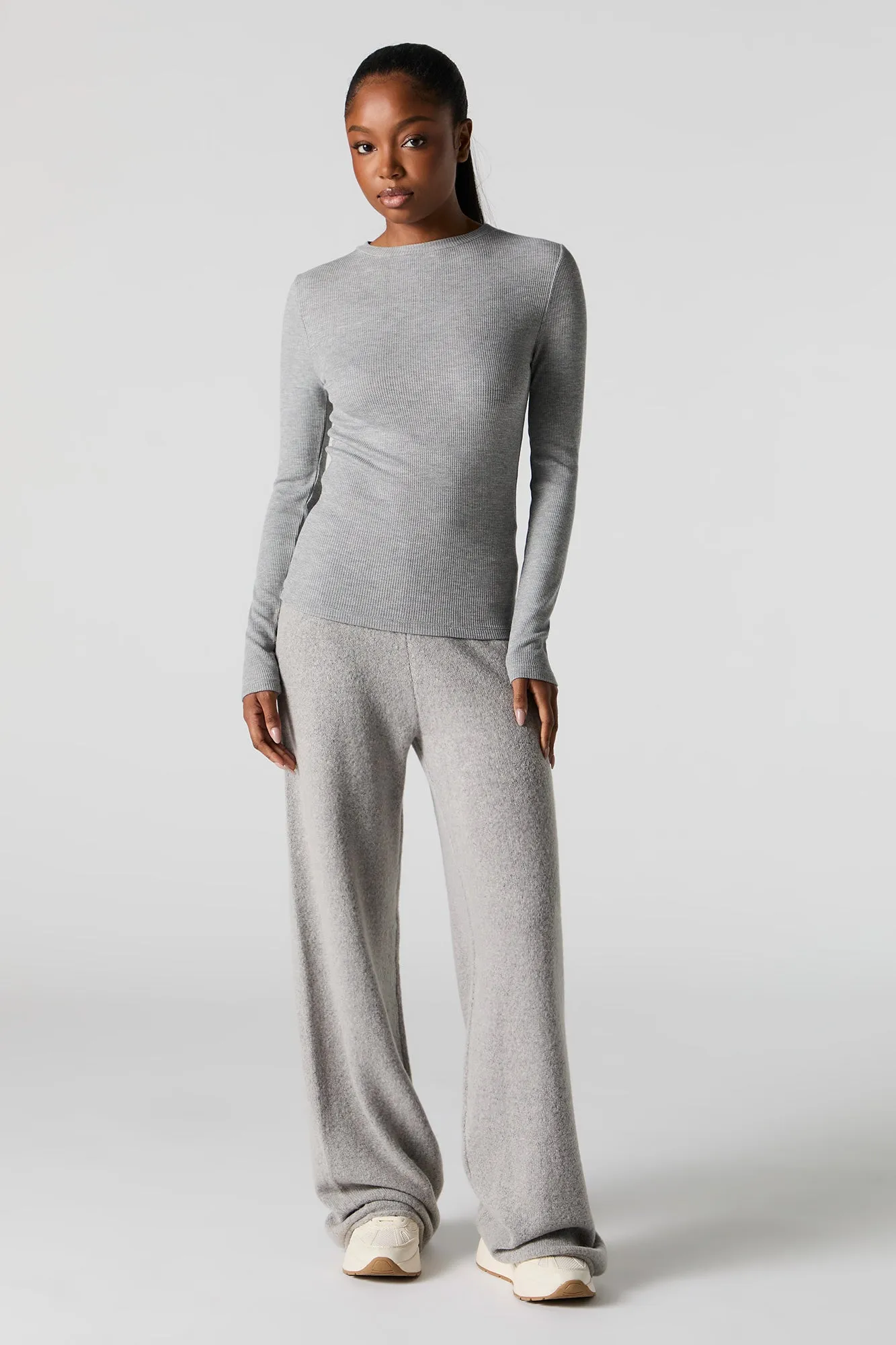 Waffle Knit Long Sleeve Top