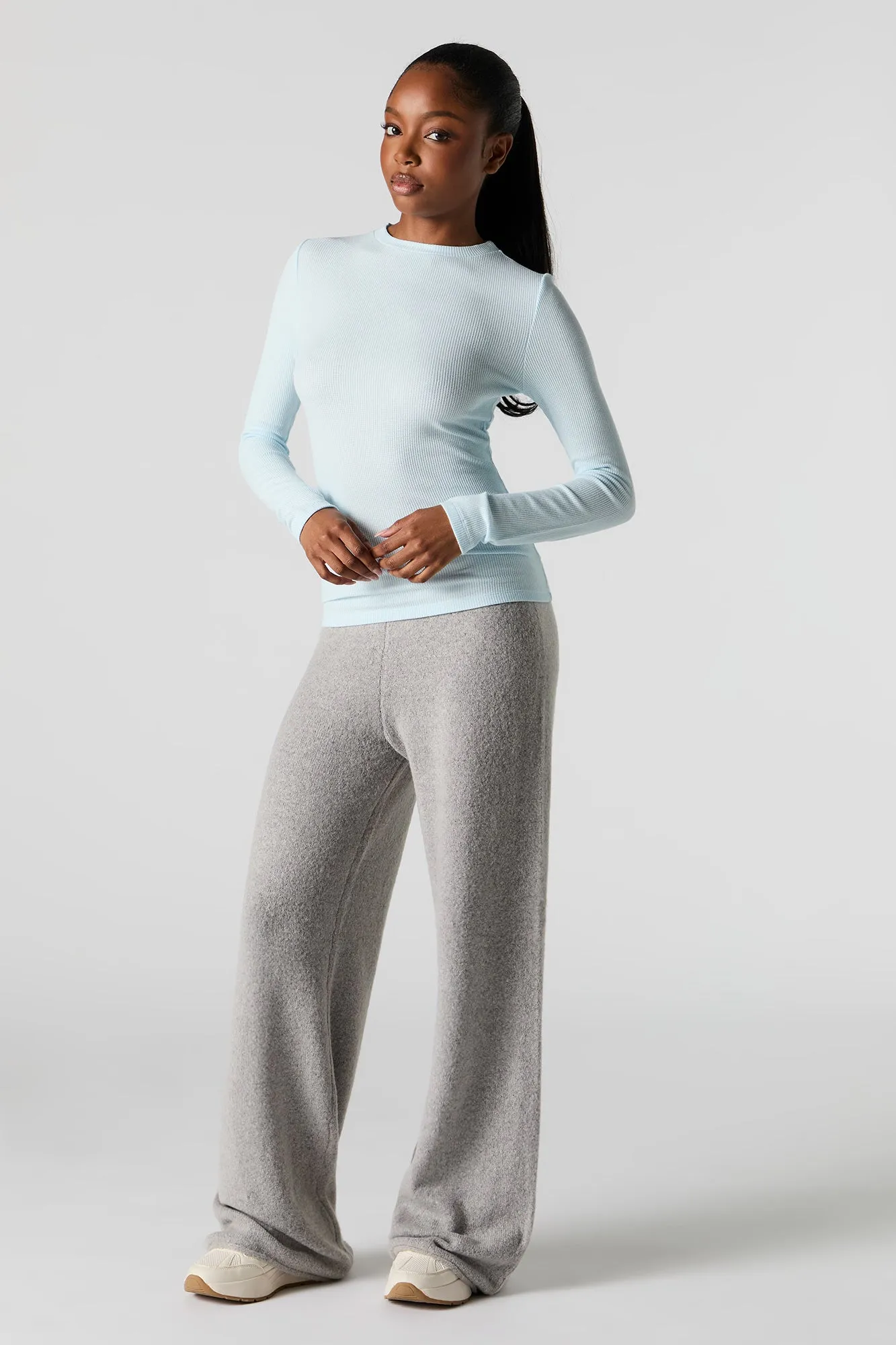 Waffle Knit Long Sleeve Top