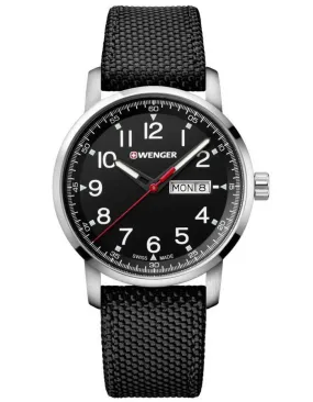 Wenger Mens Attitude Heritage Watch - Black Dial & Strap - Day/Date - 100m