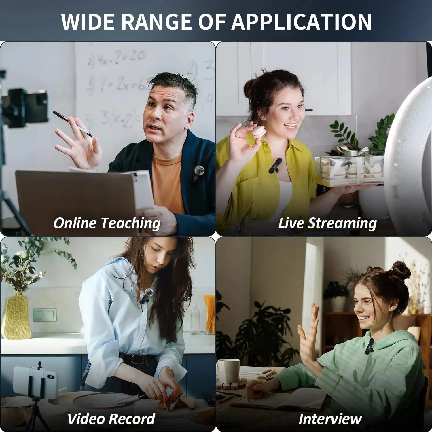 Wireless Lavalier Microphone - Plug & Play, 360° Pickup, Ultra-Low Latency for Clear Audio