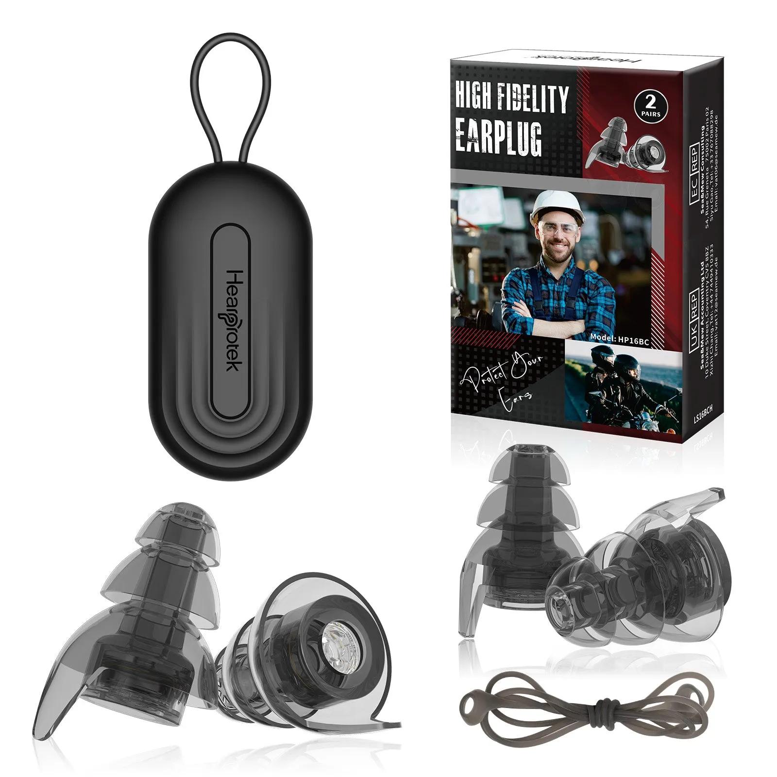 WorkFocus - Hearprotek High Fidelity 26db Noise Reduction Working Ear Plugs