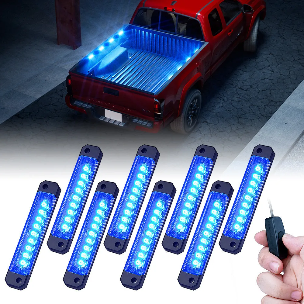 Xprite Focal Series Truck Bed Interior Exterior LED Light 8 Pod Set w/ Switch - Multiple Light Color Options
