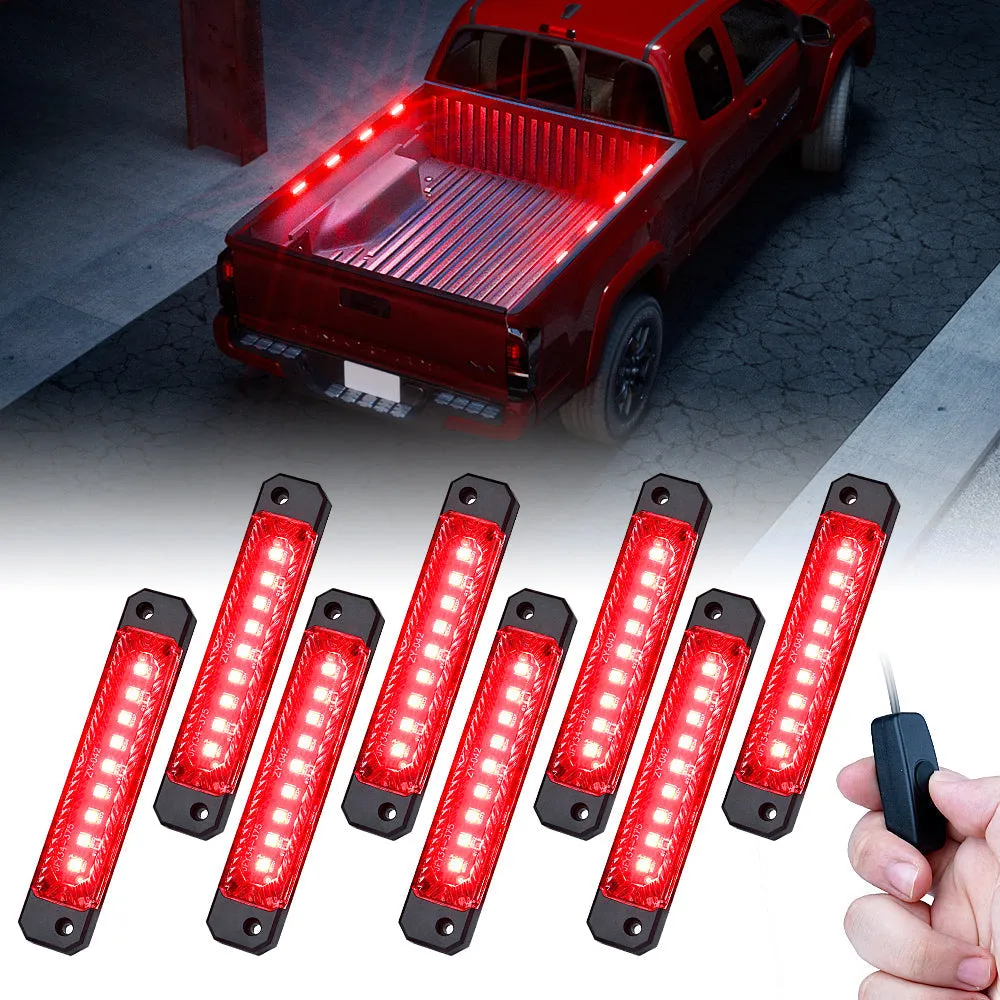Xprite Focal Series Truck Bed Interior Exterior LED Light 8 Pod Set w/ Switch - Multiple Light Color Options