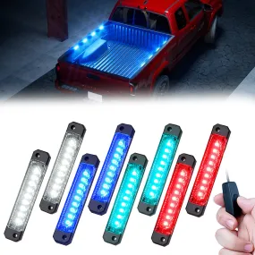 Xprite Focal Series Truck Bed Interior Exterior LED Light 8 Pod Set w/ Switch - Multiple Light Color Options